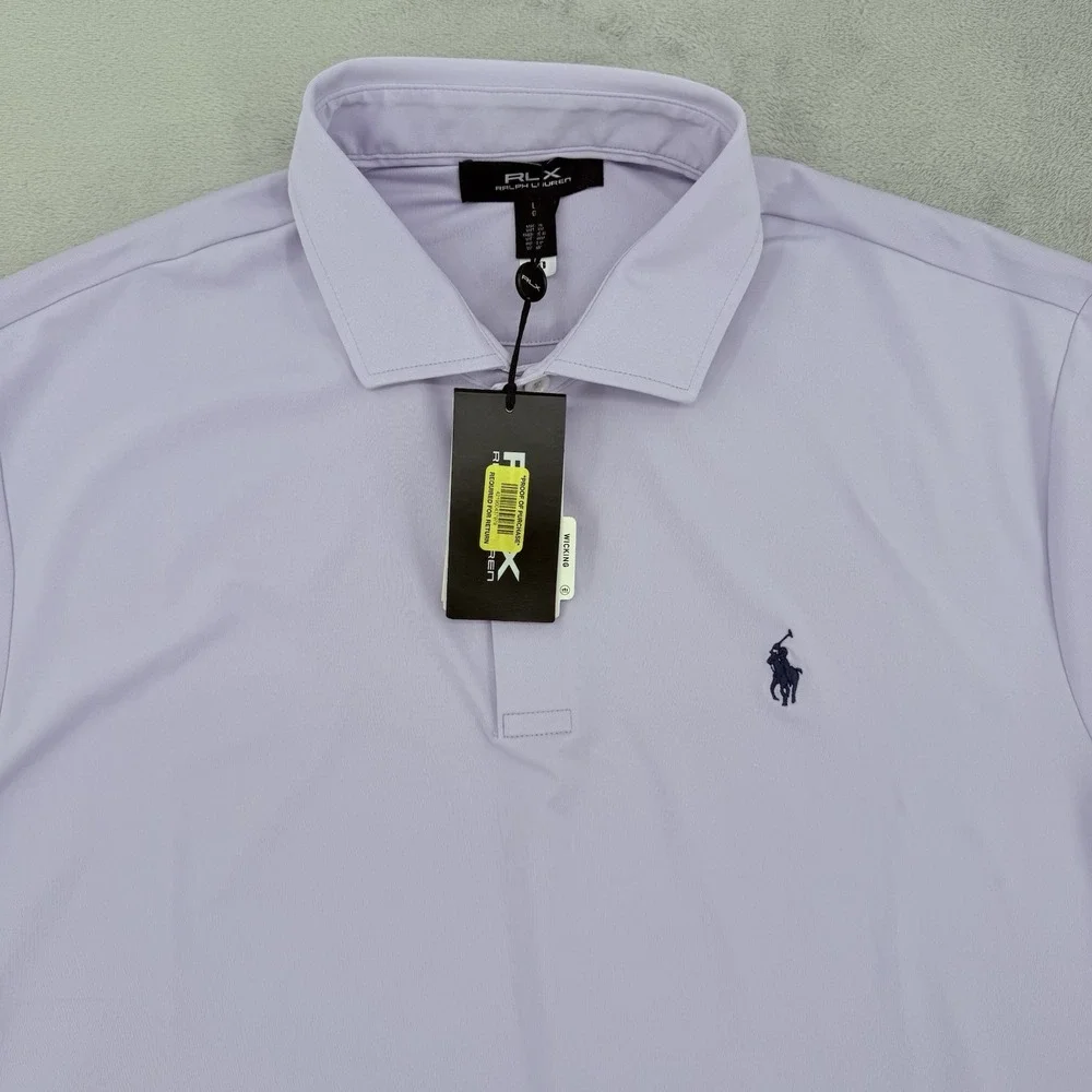 RLX Polo Ralph Lauren Polo Shirt  Men's Size L Golf Performance Lilac Strech NWT
